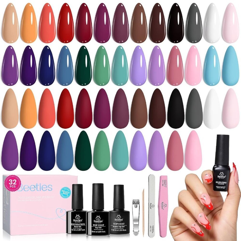 Urban Rhythm - Fall Winter Gel Nail Polish Set Burgundy Red Nude Brown Purple 25
